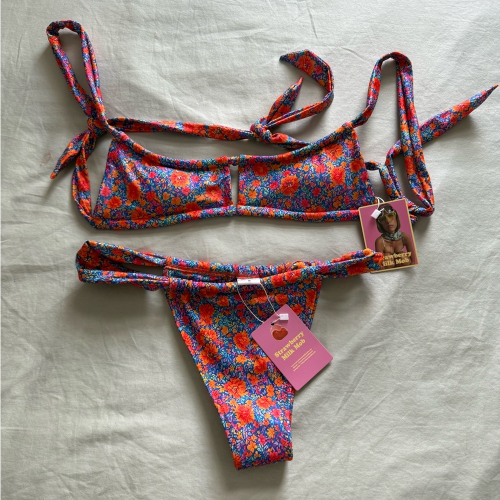 Strawberry Milk Mob Floral Bikini Set